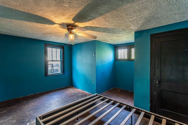 spare room featuring hardwood / wood-style flooring, plenty of natural light, and a textured ceiling