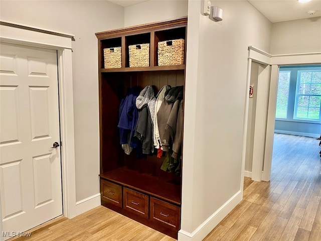 mudroom featuring light hardwood / wood-style floors