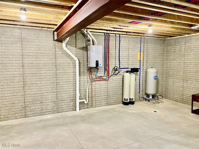 basement with water heater