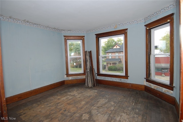 unfurnished room with dark hardwood / wood-style flooring and a wealth of natural light