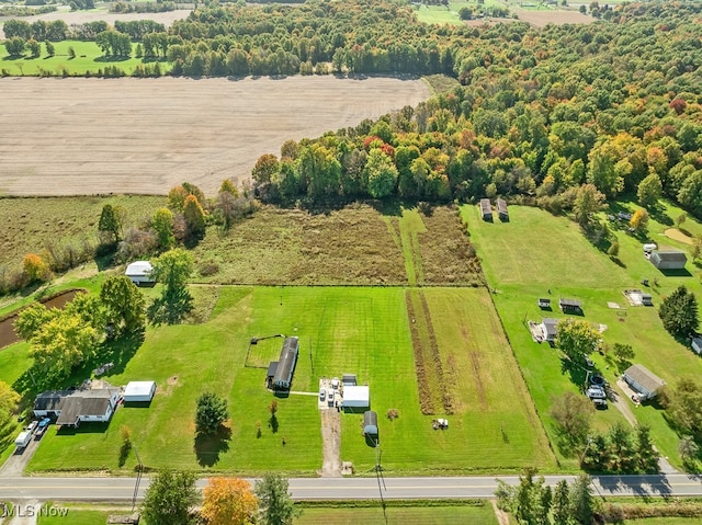 aerial view with a rural view