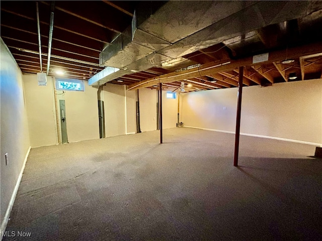 basement with carpet floors