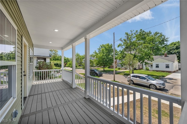 wooden deck with covered porch