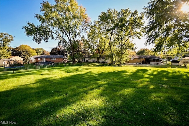 view of yard with a trampoline