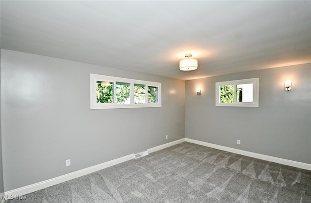 spare room featuring a healthy amount of sunlight and carpet flooring