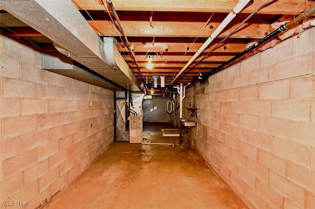 basement with heating unit