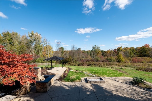 view of patio featuring a gazebo