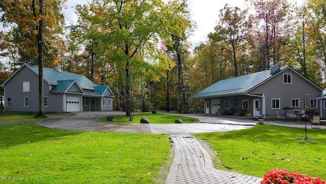 view of yard featuring a garage