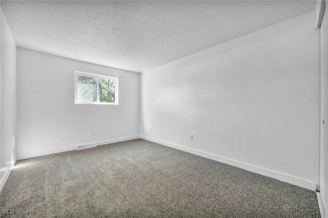 carpeted spare room featuring a textured ceiling