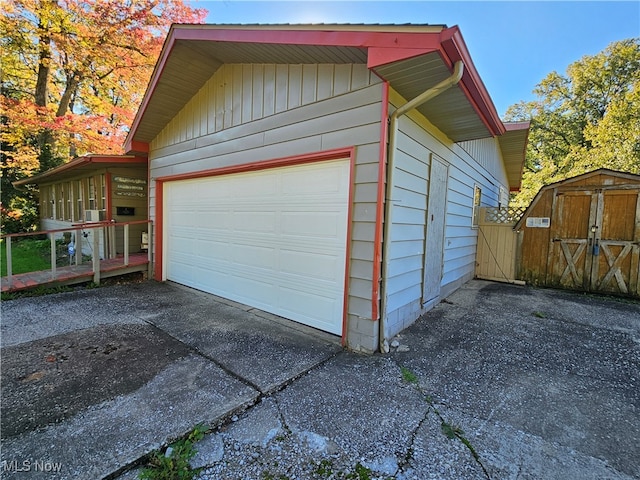 garage with wooden walls