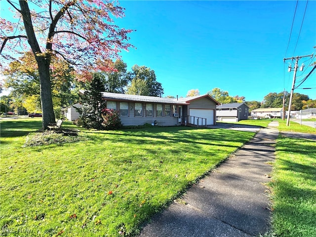 ranch-style house with a front lawn