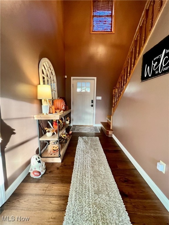 entrance foyer with dark wood-type flooring