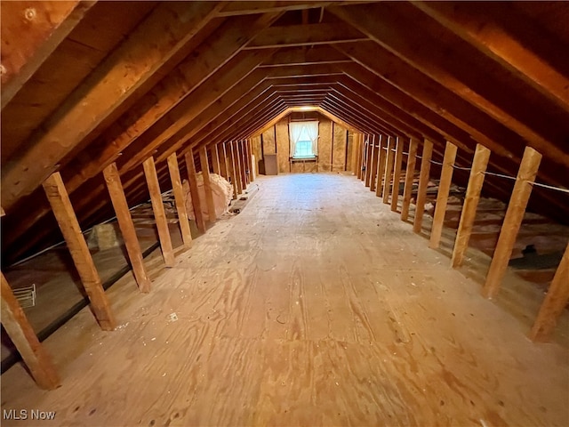 view of unfinished attic