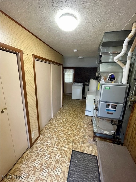 kitchen with a textured ceiling