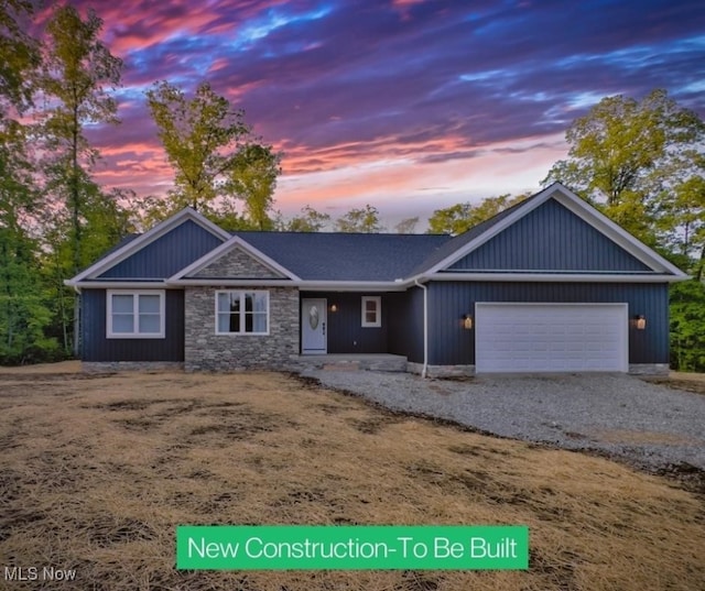 view of front of house with a garage