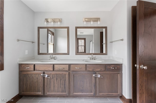 bathroom featuring vanity and tile patterned floors