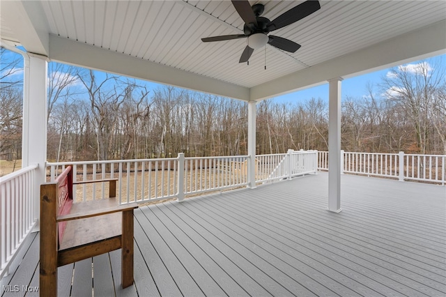 deck featuring ceiling fan