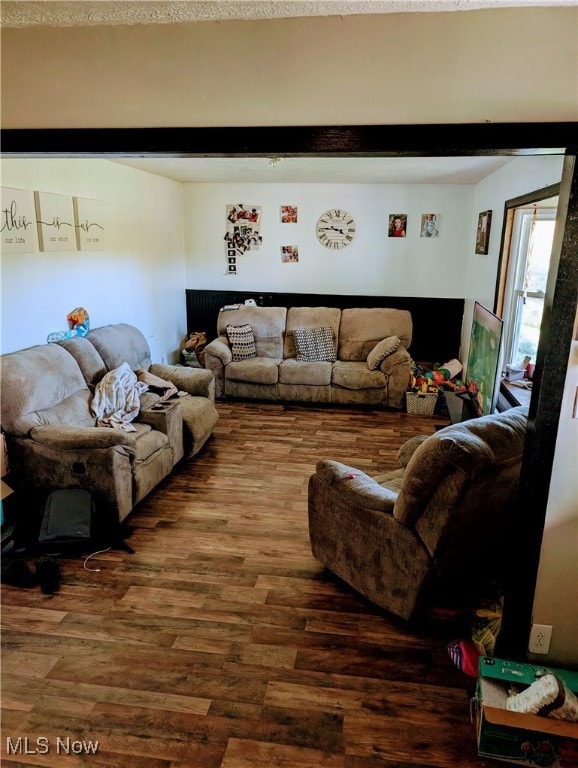 living room with hardwood / wood-style floors