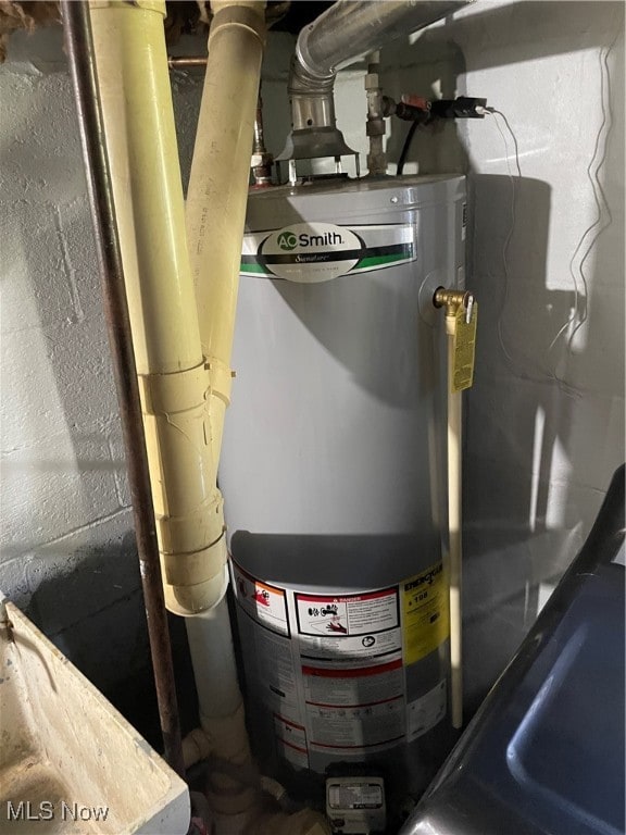 utility room with water heater