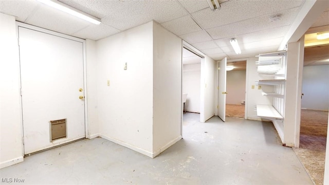 basement with a drop ceiling