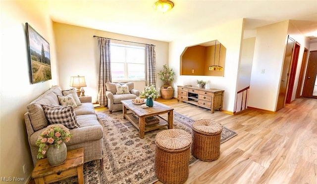 living room with light wood-type flooring