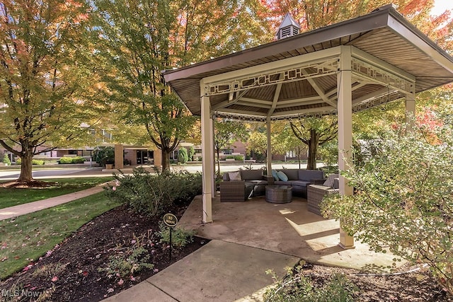 view of patio / terrace featuring a gazebo