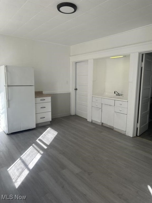 interior space featuring sink and dark hardwood / wood-style flooring