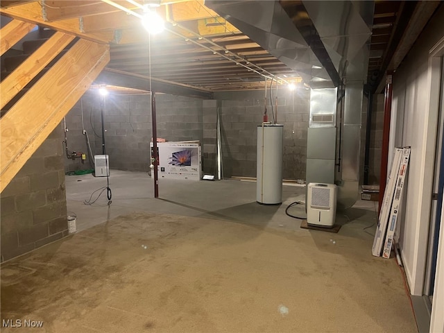 basement with gas water heater