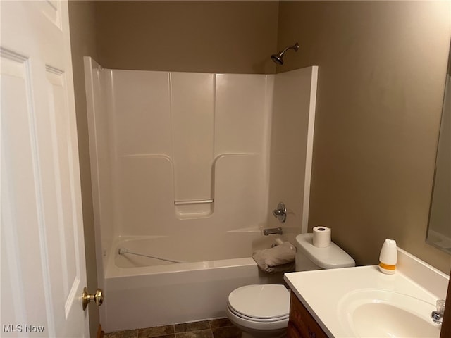 full bathroom featuring vanity, shower / bathing tub combination, and toilet