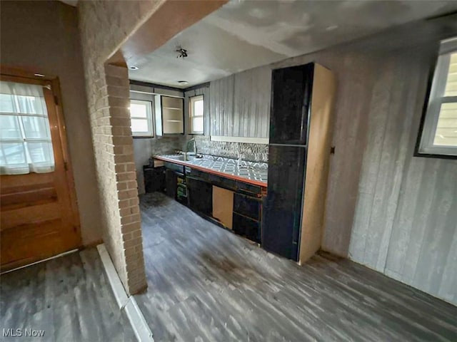 kitchen featuring a sink and wood finished floors