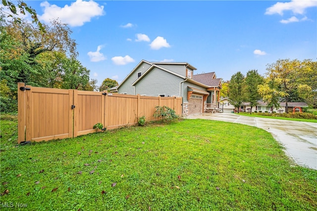 exterior space with a garage