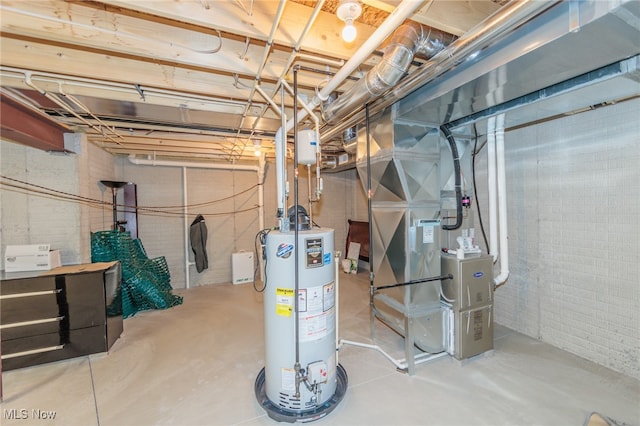 basement with gas water heater