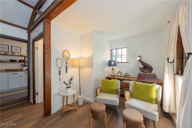 sitting room featuring dark hardwood / wood-style floors