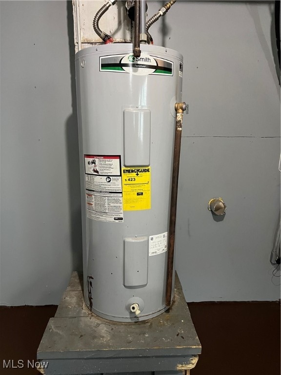 utility room featuring electric water heater