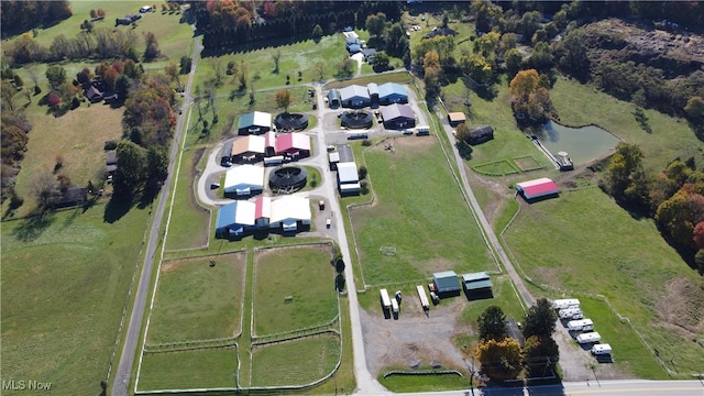 bird's eye view with a rural view