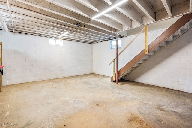 basement with a healthy amount of sunlight