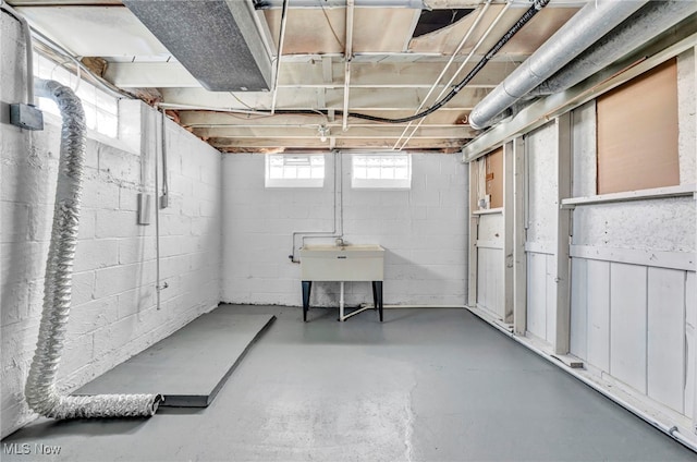 basement featuring sink