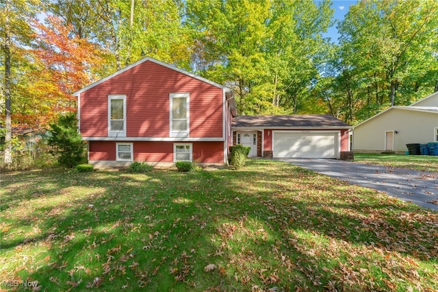 split level home with a front yard