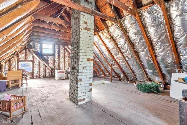 view of unfinished attic