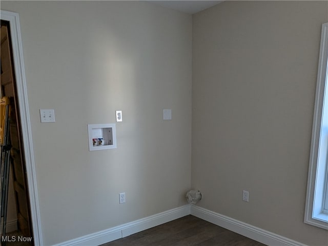 laundry area with washer hookup and dark hardwood / wood-style floors