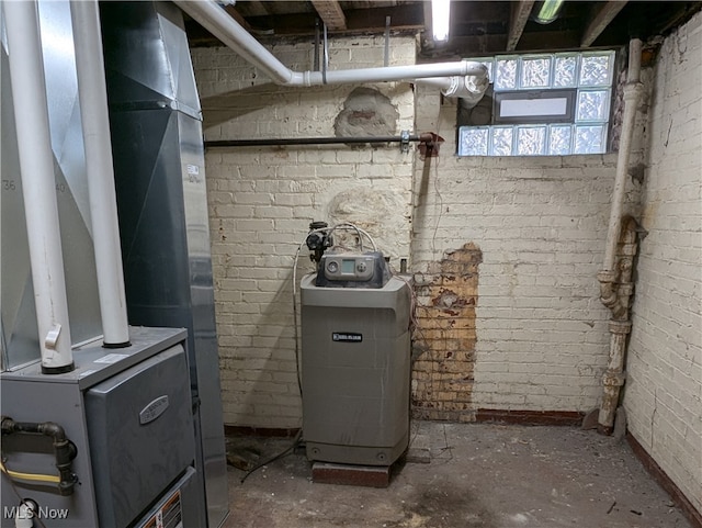 utility room featuring heating unit