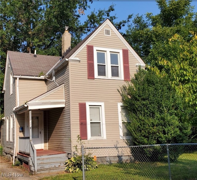 view of front facade featuring covered porch