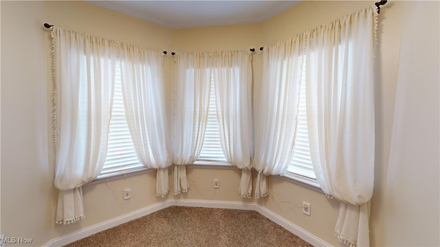 spare room featuring a wealth of natural light and carpet flooring