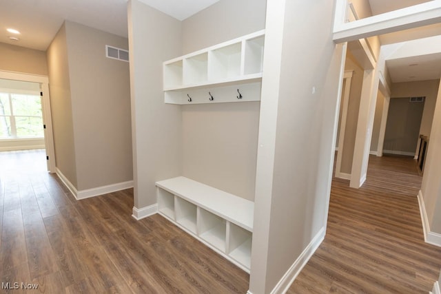 mudroom featuring dark hardwood / wood-style flooring