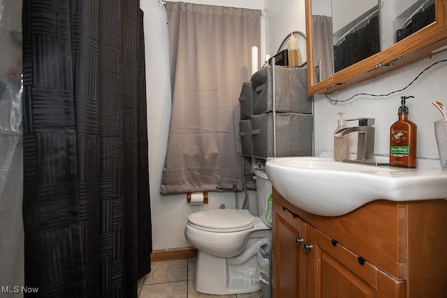 bathroom featuring vanity, toilet, and tile patterned floors