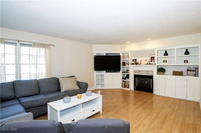 living room with light hardwood / wood-style floors