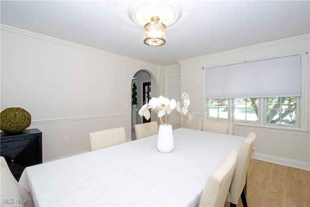 dining space with light wood-type flooring