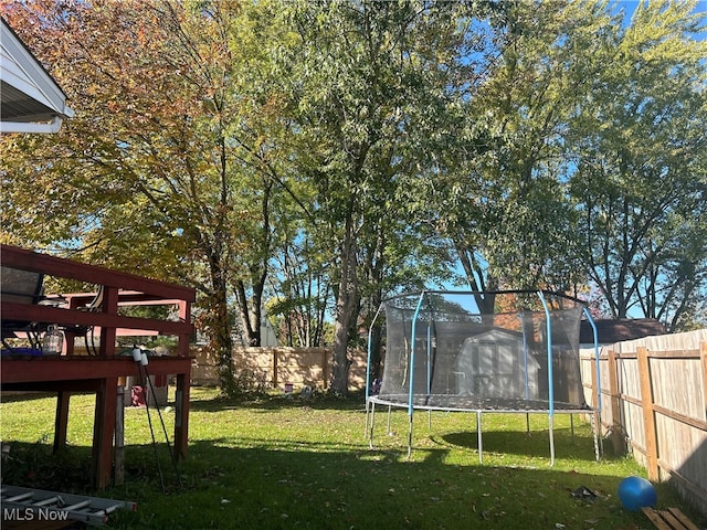 view of yard with a trampoline