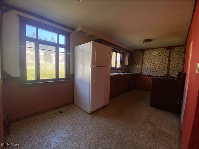 kitchen with white fridge