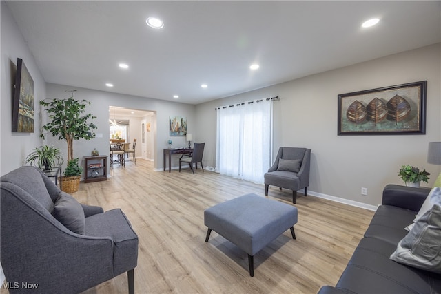 living room with light wood-type flooring